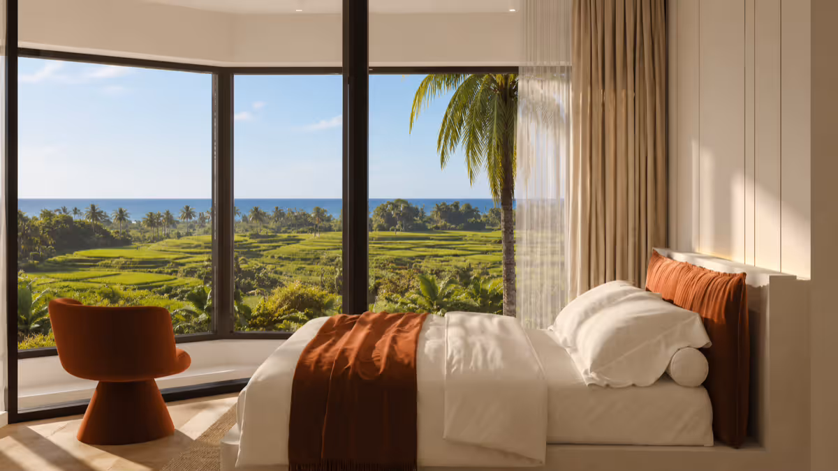 ELYSIUM interior with panoramic ocean and rice-field views